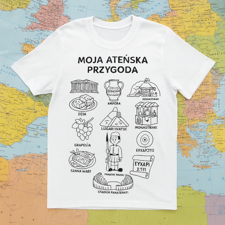 Biała koszulka Ateny do kolorowania